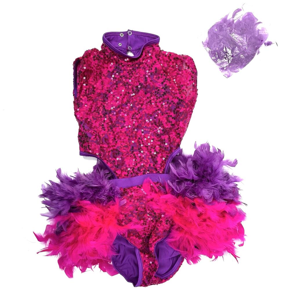 Weissman Showtime Girl Power Lipstick PinkPurple Sequin Feather Costume LC 13820